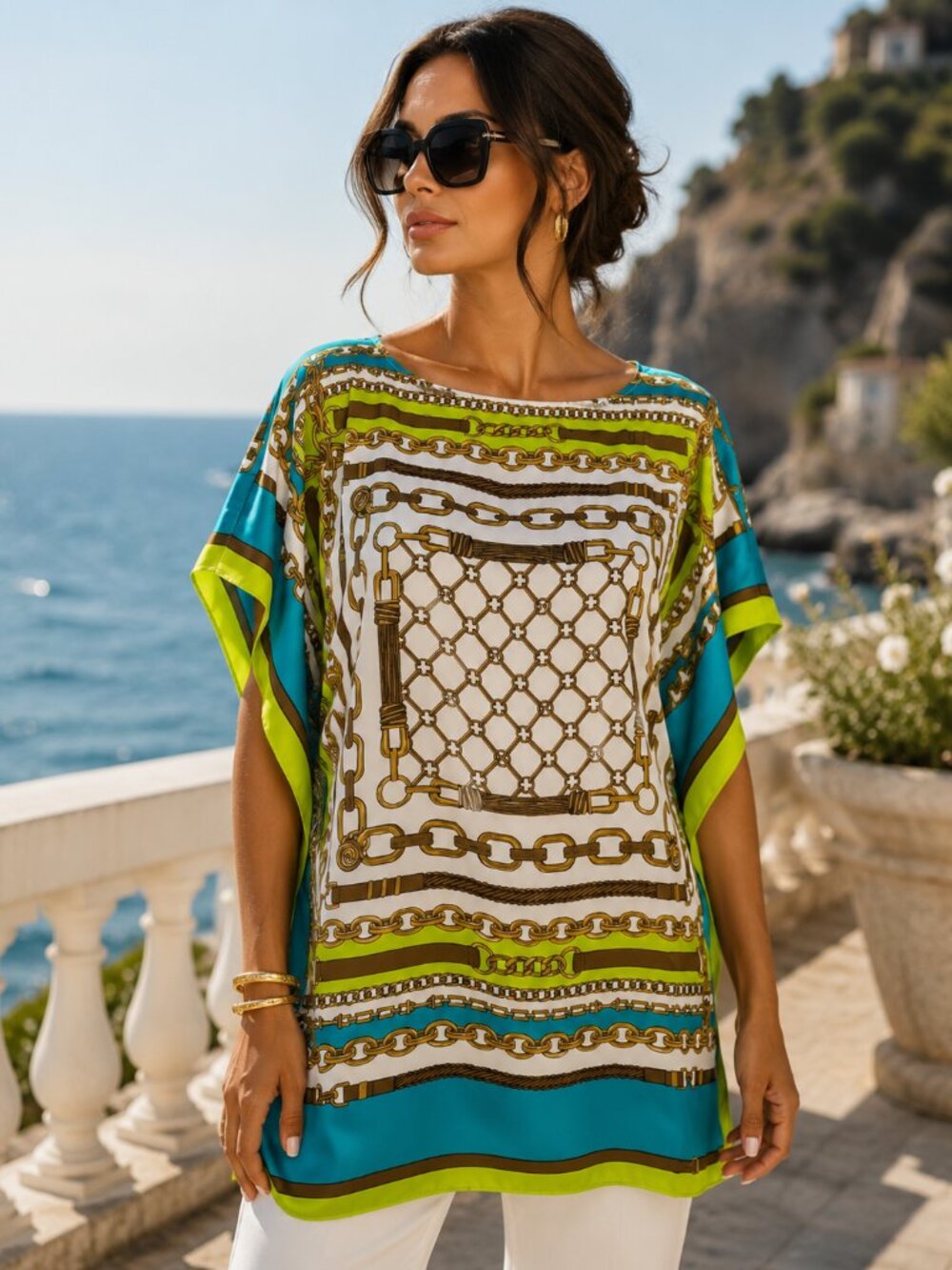 Michael by Michael Kors Poncho Shirt Chain Print